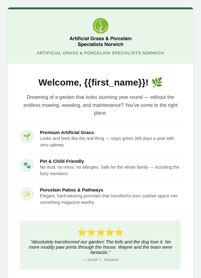 Automated welcome email sequence for new leads