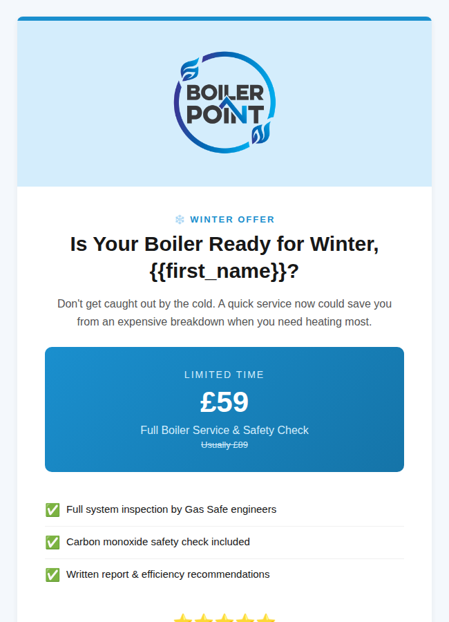 Seasonal email marketing campaign for local businesses